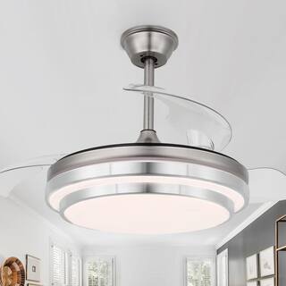 Bella Depot 42 in. Indoor Brushed Nickel Retractable Ceiling Fan with LED Light and Remote 6-Speed Reversible Ceiling Fans BD4204