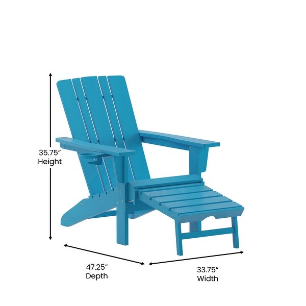 Commercial AllWeather Adirondack Chair with Pullout Ottoman and Cupholder