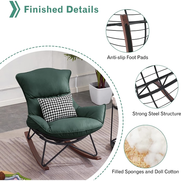 Mcombo Modern Accent Rocking Chairs with Ottoman， Lounge Armchair for Living Room Bedroom