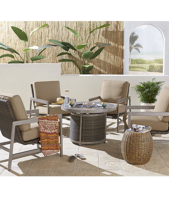 Agio CLOSEOUT! Charleston Outdoor 5-Pc. Chat Set (1 Fire Pit and 4 Rocker Chairs)