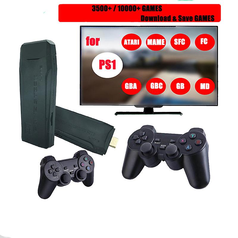 Mini Retro Game Stick 4k Hd 2.4g Wireless 10000 Games 64gb Classic Gaming Gamepads Tv Family Controller For Ps1/gba/md