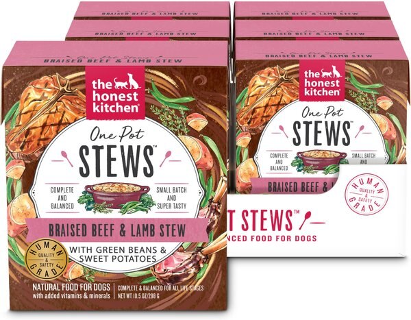 'The Honest Kitchen One Pot Stew Braised Beef and Lamb Stew with Green Beans and Sweet Potatoes Wet Dog Food， 10.5-oz bag， case of 6