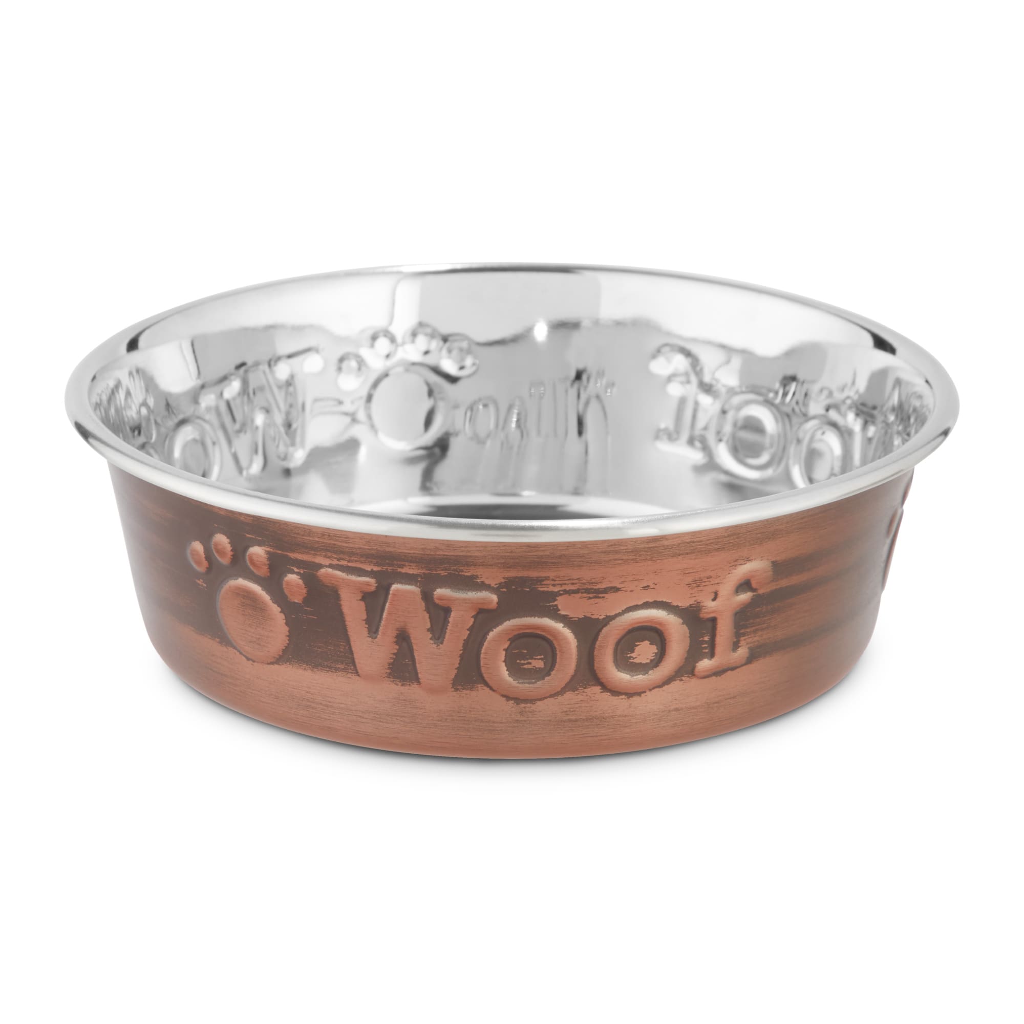 Harmony Copper Woof Stainless Steel Dog Bowl， 4 Cups