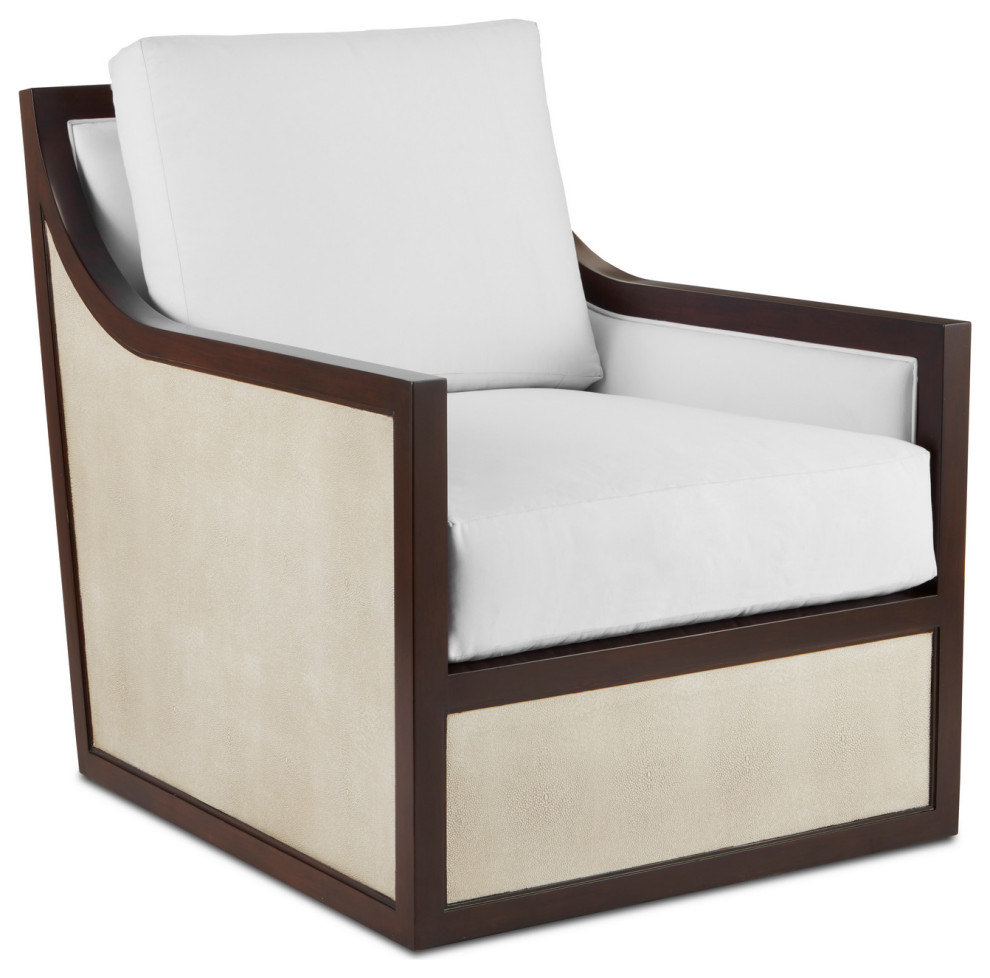 Currey and Company 7000 0431 Chair  Ivory/Dark Walnut Finish   Transitional   Armchairs And Accent Chairs   by Ultra Design Center  Houzz