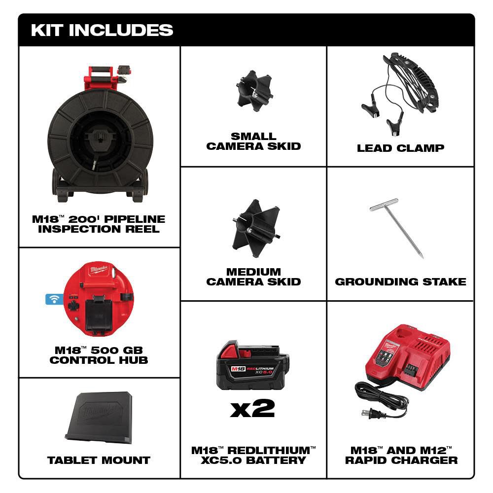 MW M18 200 ft Pipeline Inspection System Kit 2974-22 from MW