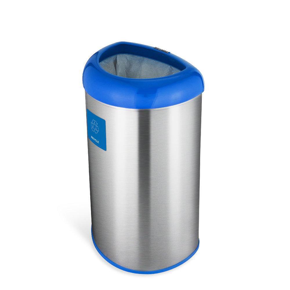 NINESTARS 13 Gal. Blue Open Top Lid Stainless Steel Trash Can OTT-50-19BL