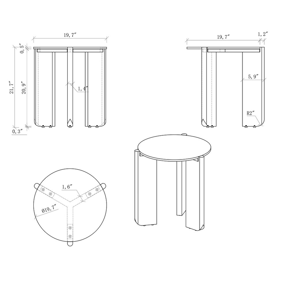 Somette Helida Sintered Stone Top Lamp Table