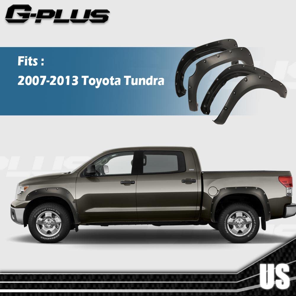 G-Plus Fender Flares Fit for 2007-2013 Toyota Tundra Wheel Fender Flares Pocket Rivet Style Smooth