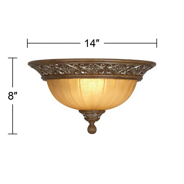 Wide Golden Bronze 2 light Champagne Glass Dome Shade For Bedroom Kitchen