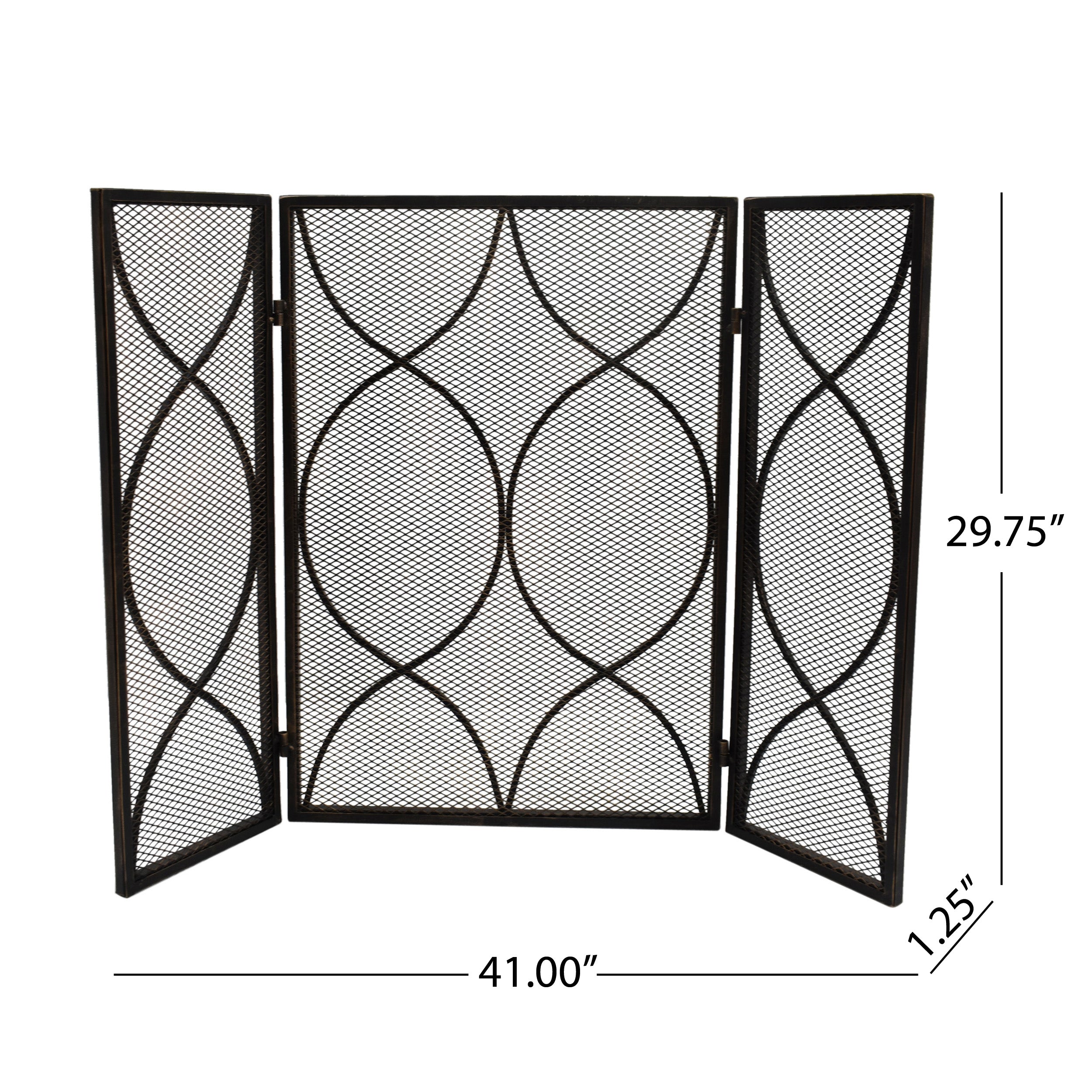 Laylah Modern Three Panel Iron Firescreen