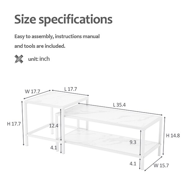 Square and rectangle Modern Nesting coffee table