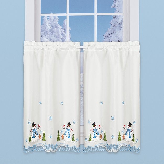 Collections Etc Snowman Embroider Curtains