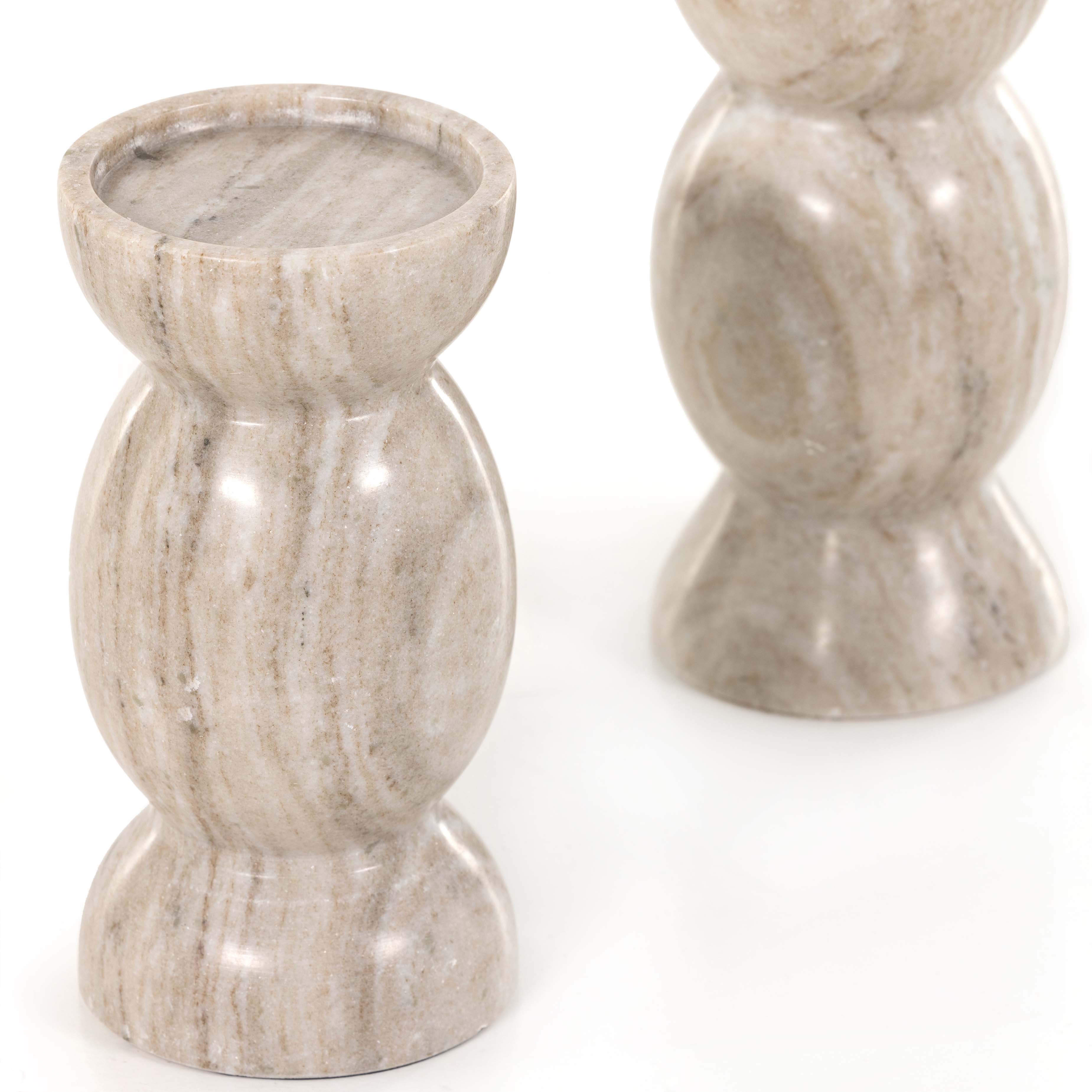 Kivu Pillar Candle Holder, Set Of 2 - Grey