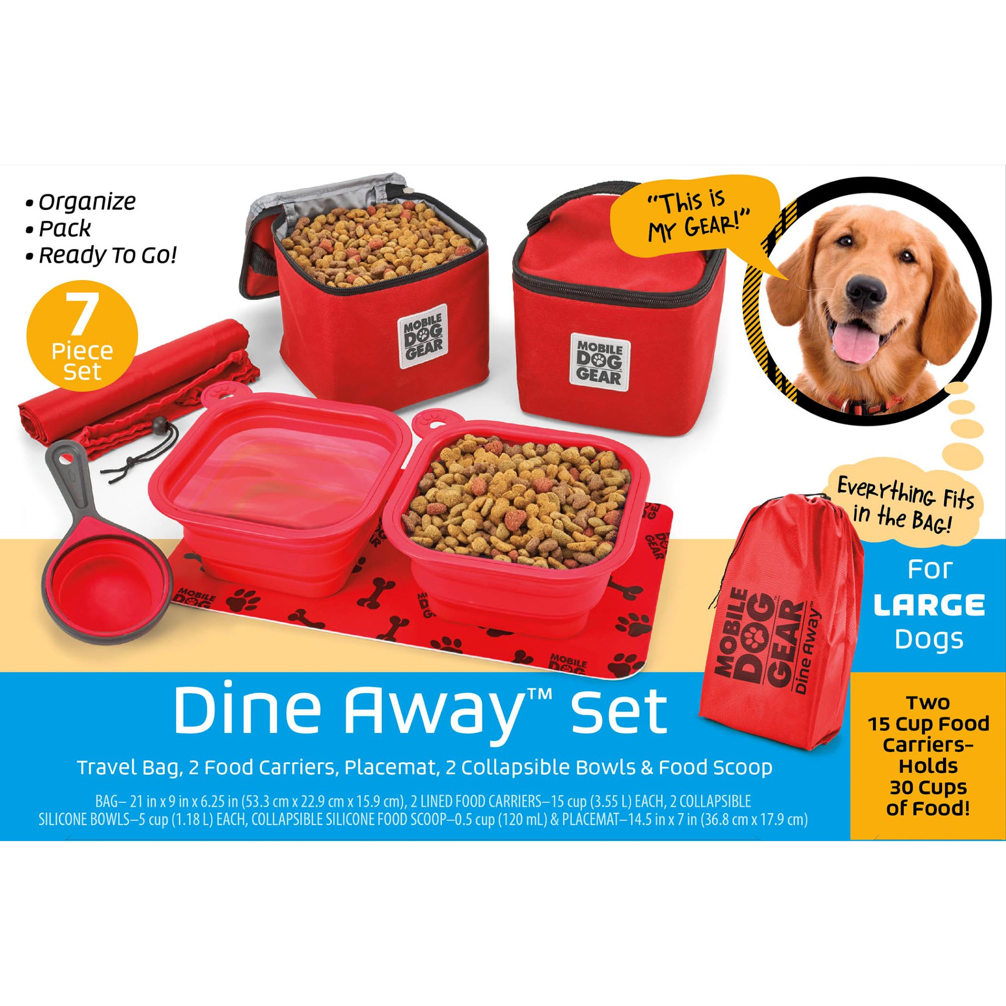 Mobile Dog Gear Red Dine Away Bag， Medium/Large