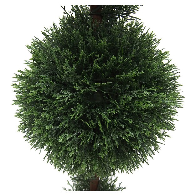 3' Artificial Cedar Double Balls In Pot (uv) - Vickerman