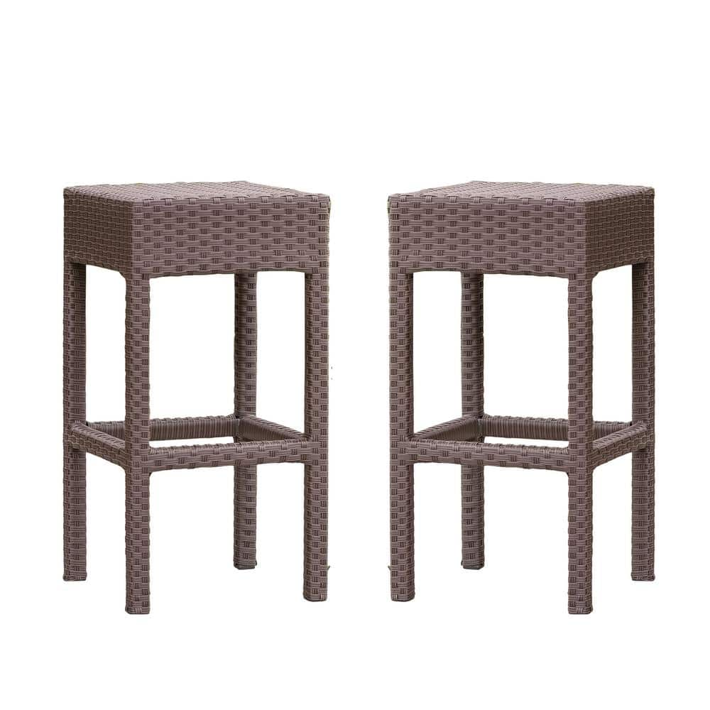 Noble House Yvonne Backless Plastic Outdoor Bar Stool (2-Pack) 2673