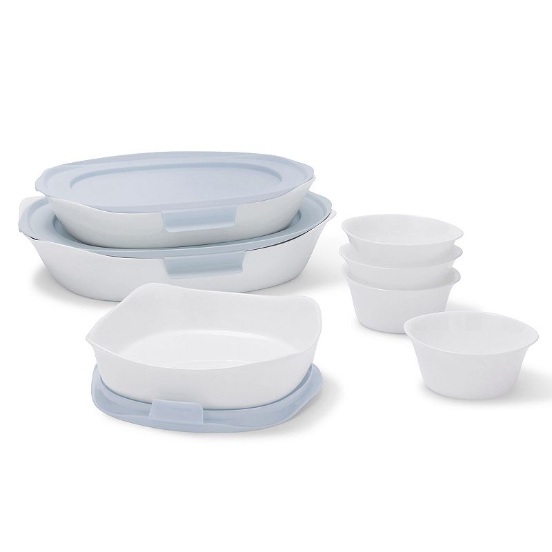 Rubbermaid DuraLite Glass Bakeware， 10-Piece Set， Baking Dishes or Casserole Dishes， and Ramekins， Assorted Sizes (with Lids)