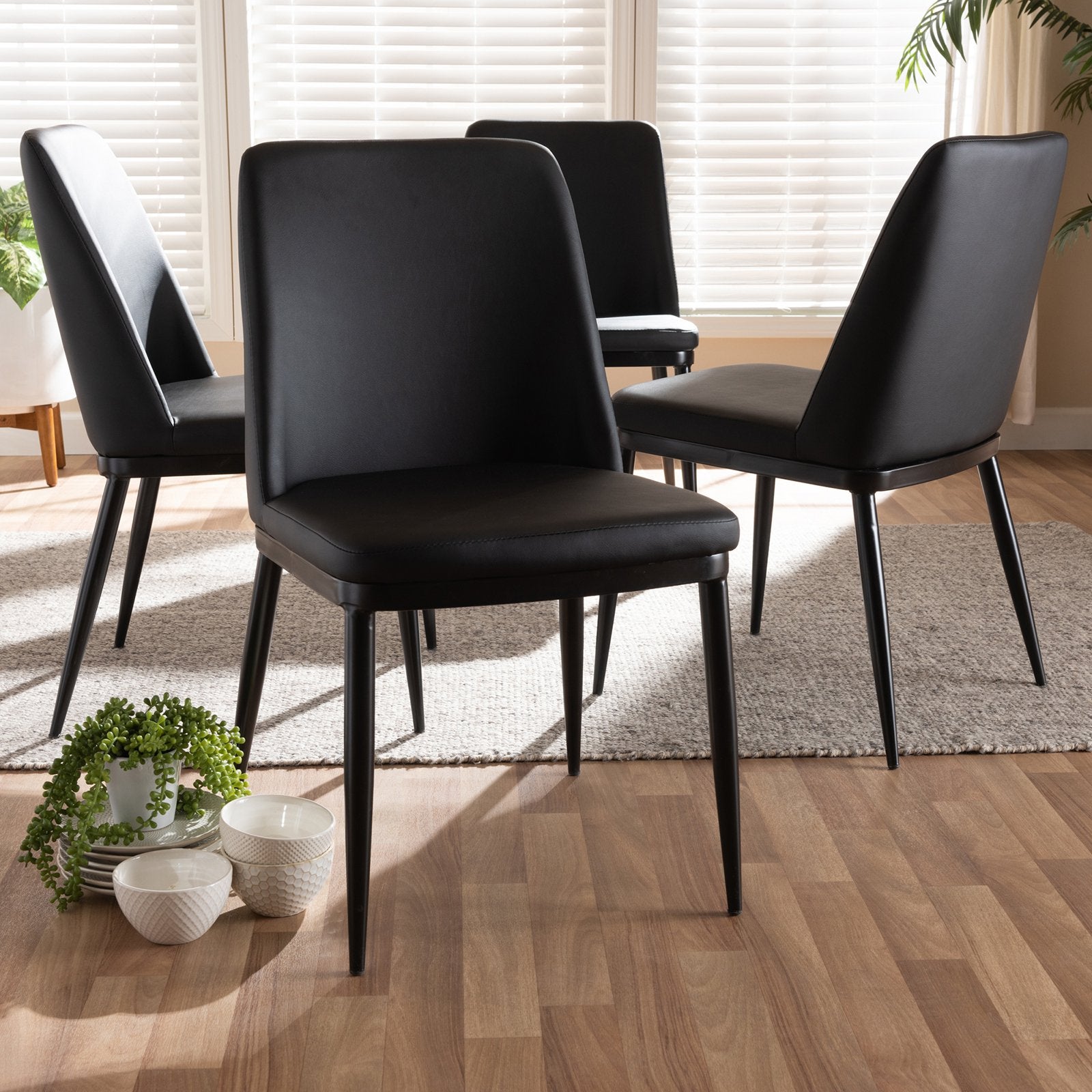 Baxton Studio Darcell Faux Leather Dining Side Chair - Set of 4