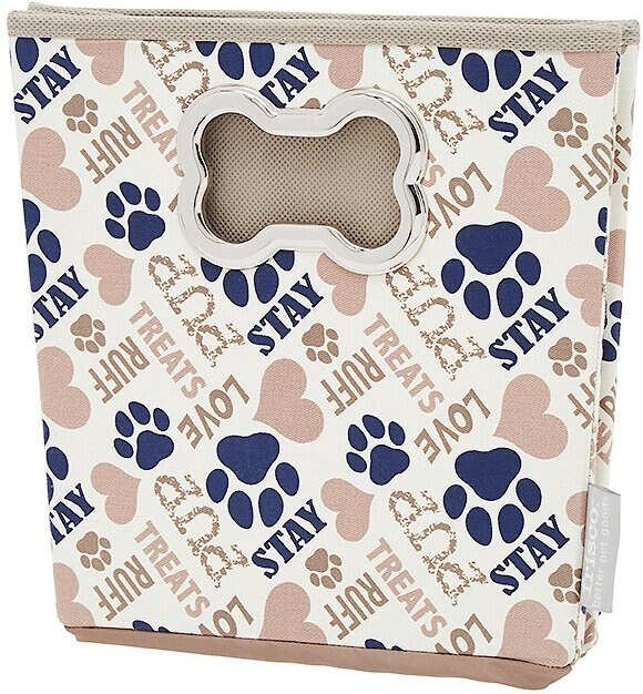 Frisco Rectangle Collapsible Pet Toy Storage Bin， Tan Novelty Paws