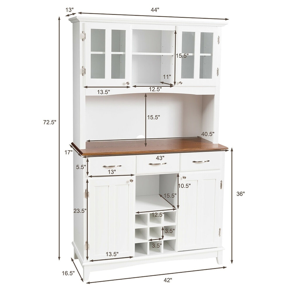 Costway Buffet And Hutch Kitchen Storage Cabinet Cupboard w/ Wine Rack   See Details