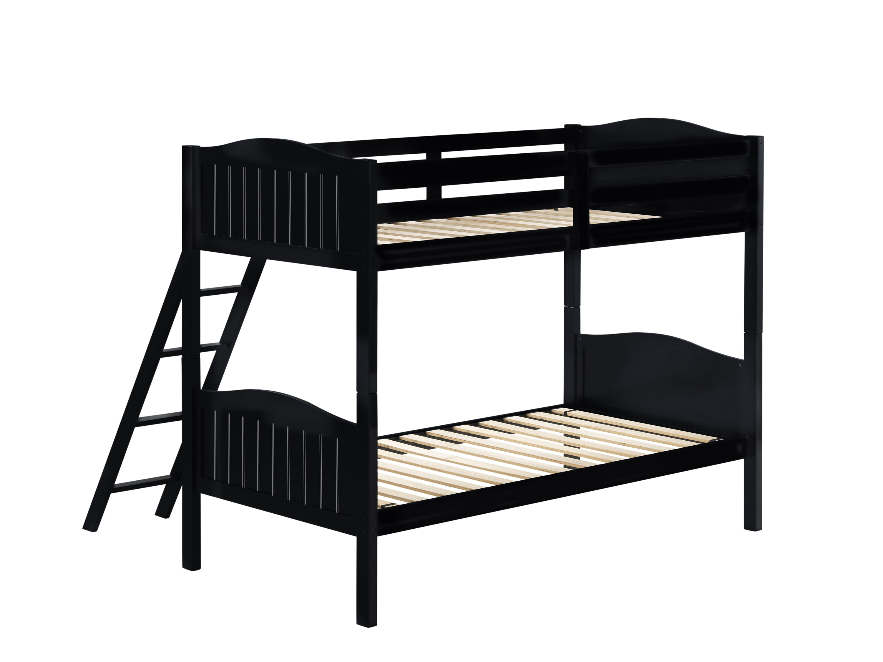 Arlo Twin Over Twin Bunk Bed With Ladder Black-405053BLK