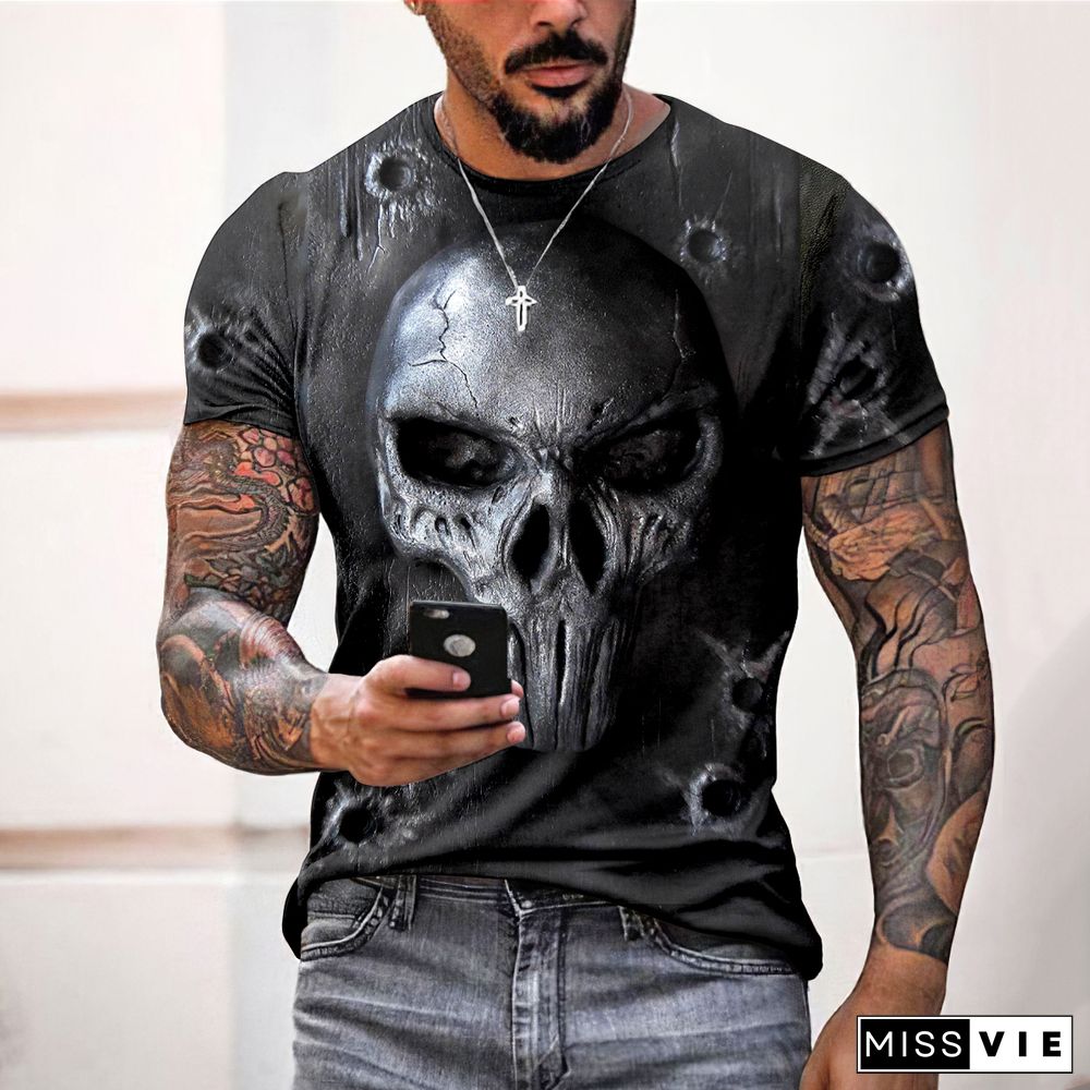 Viking Punisher Skull 3d Art Printed T-Shirt