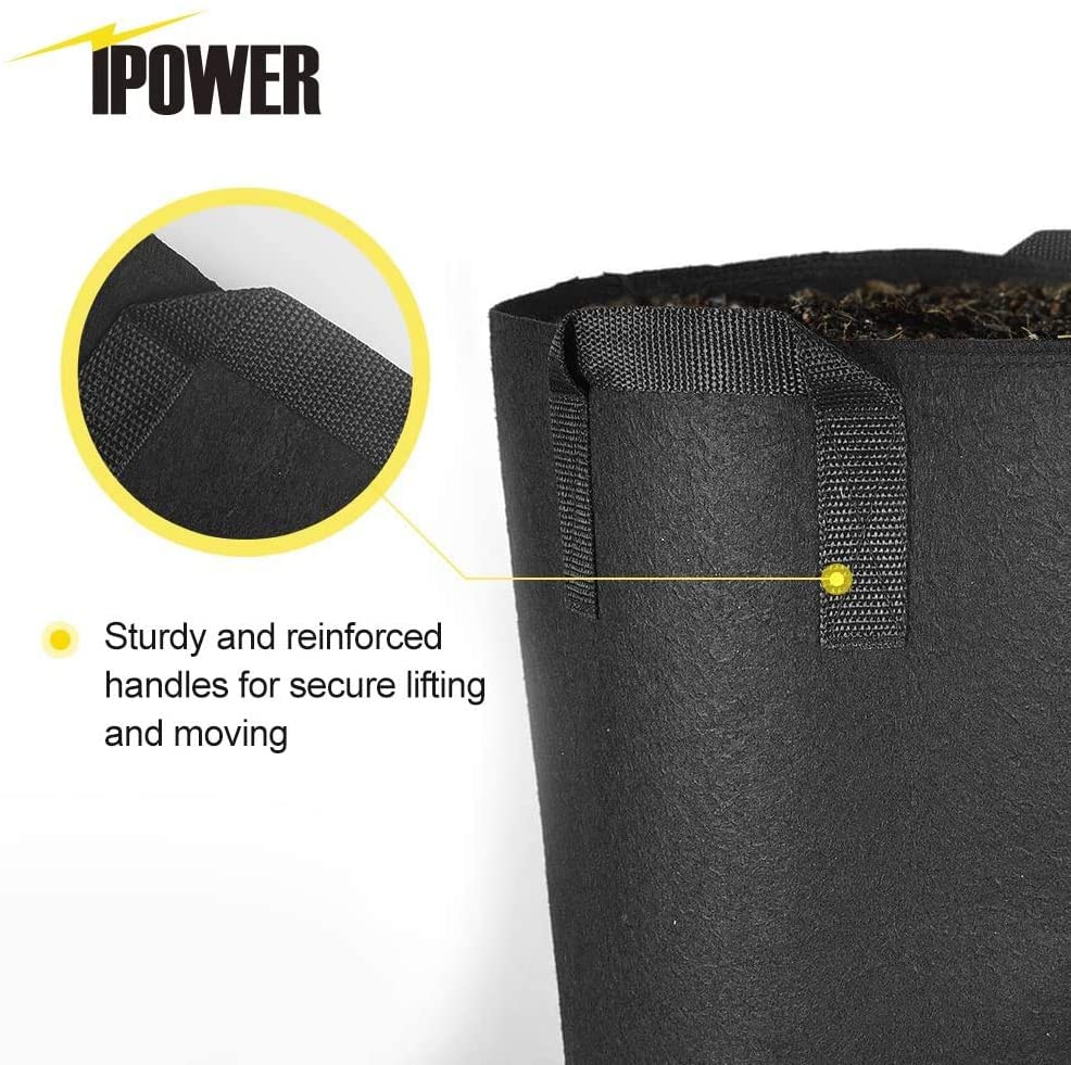 iPower Growlight Black 1 gal. Round Grow Bags (5 Pack)