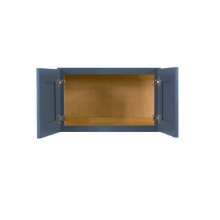 LIFEART CABINETRY Lancaster Blue Plywood Shaker Stock Assembled Wall Kitchen Cabinet 36 in. W x 12 in. H x 24 in. D ALB-W3612-24