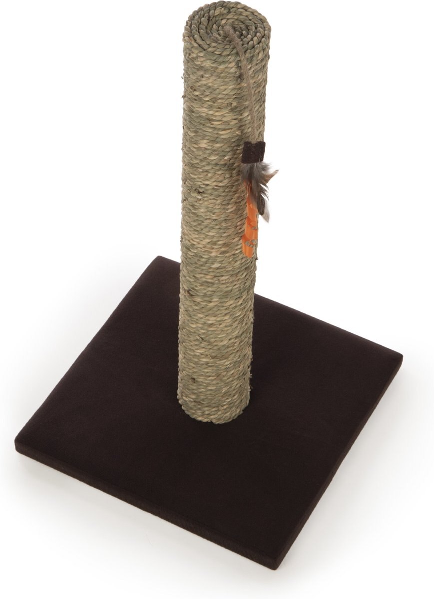 SmartyKat Simply Scratch Seagrass Cat Scratch Post with Feather Cat Toy