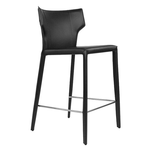 Adoro Mid-century Modern Wingback Leather Counter Stool - Contract Grade