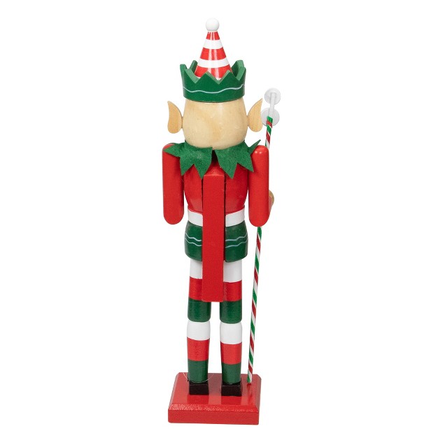 Red And Green Traditional Striped Elf Christmas Nutcracker