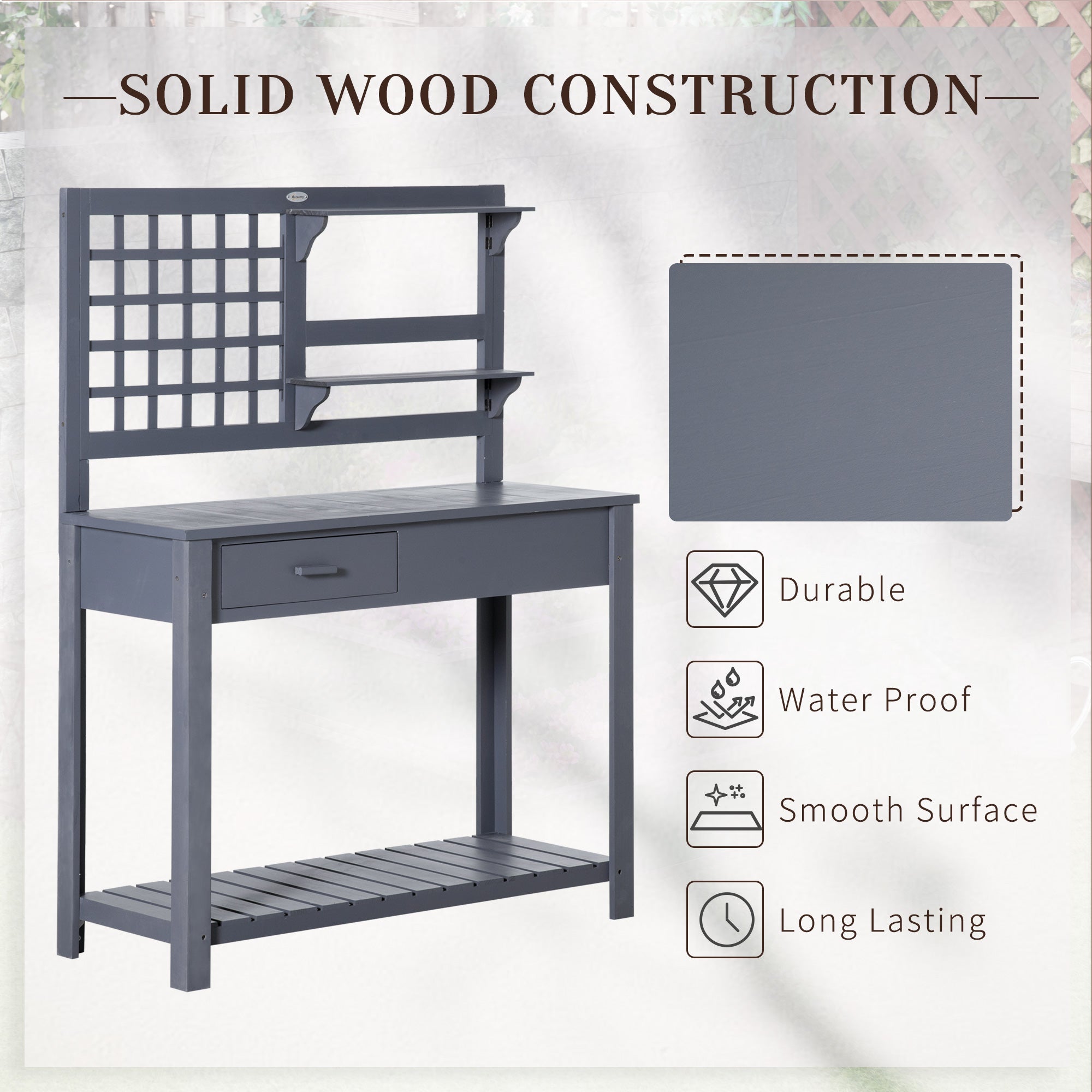 Outsunny Gray Wood Potting Bench