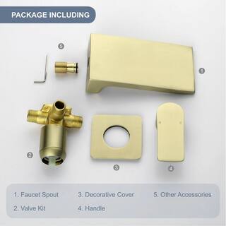 Aurora Decor ABAD Single Handle Wall Mounted Faucet with Valve in Brushed Gold DBFSMDHD2B12BG