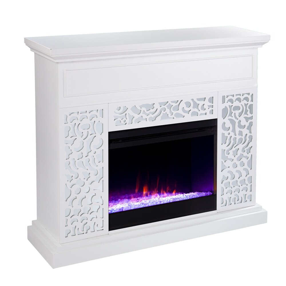 SEI Furniture Westmont Contemporary White Wood Color Changing Fireplace