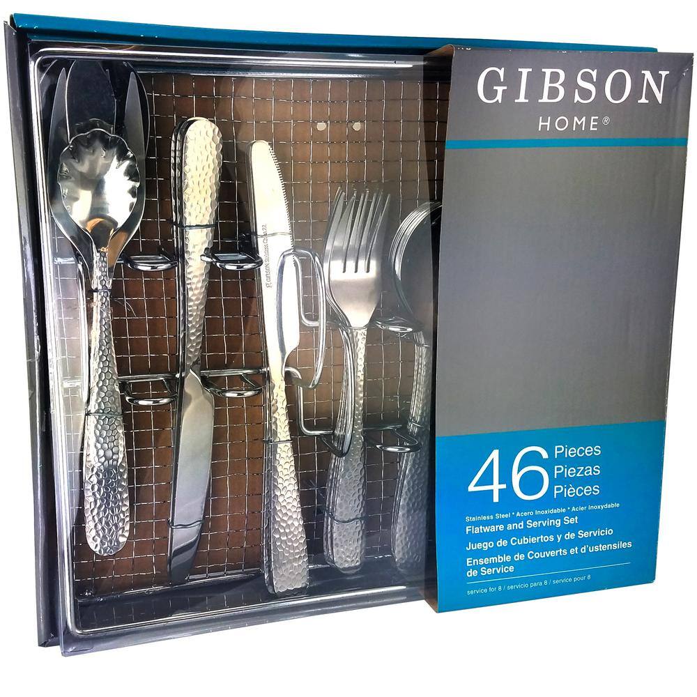 Gibson Home Hammered 46-Piece Stainless Steel Flatware Set (Service for 8) 985100059M