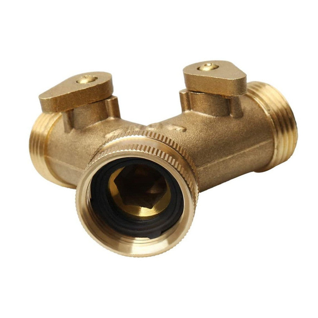 Duobla Heavy-Duty Brass Garden Hose Connector Faucet Splitter