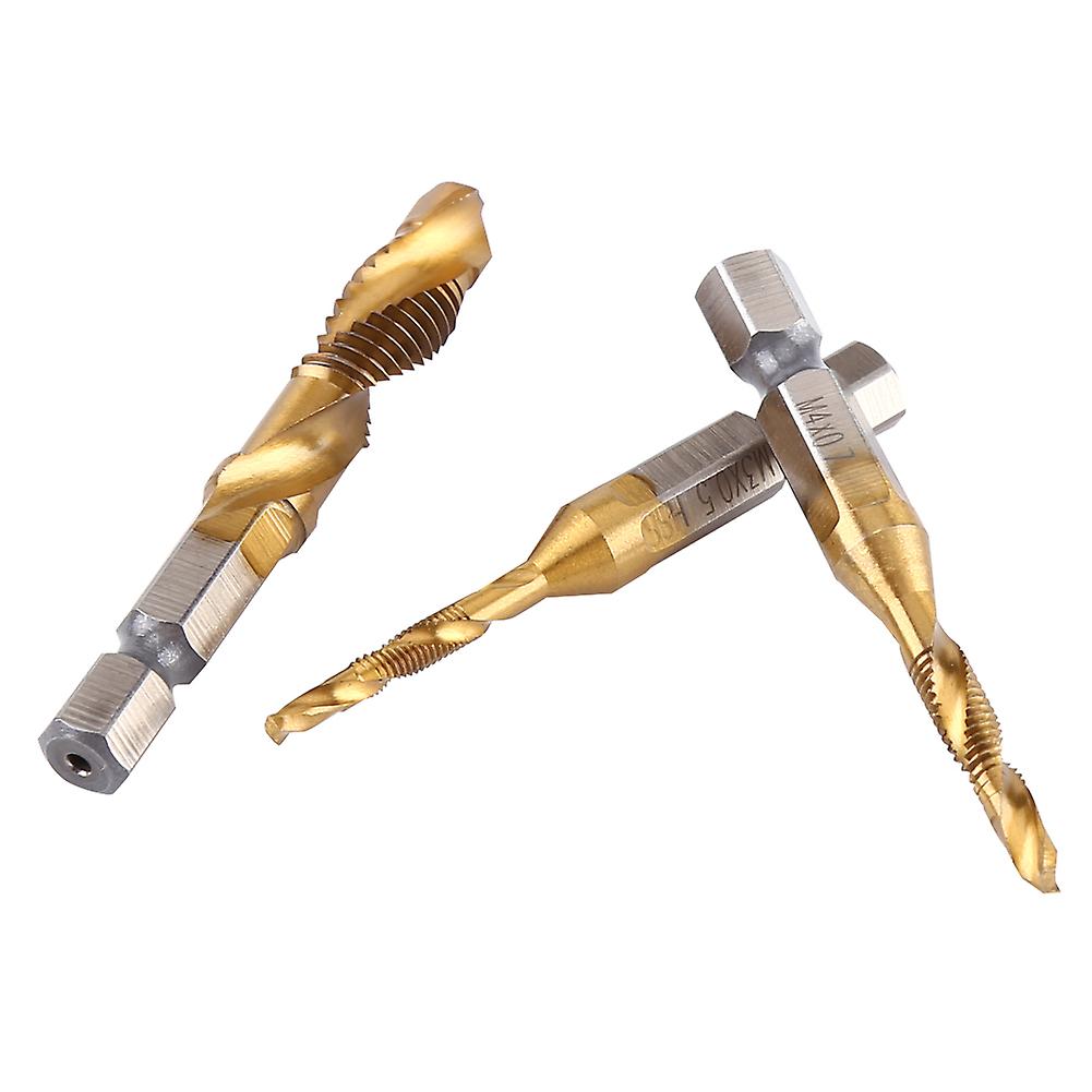 6pcs Metric Thread M3-m10 Titanium Coated Hss Drill And Tap Bits 1/4