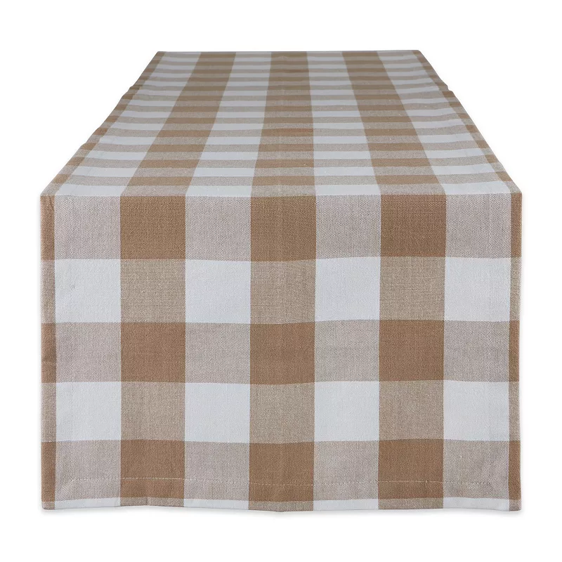 14 x 72 Tawny Brown and White Rectangular Home Essentials Buffalo Checkered Table Runner