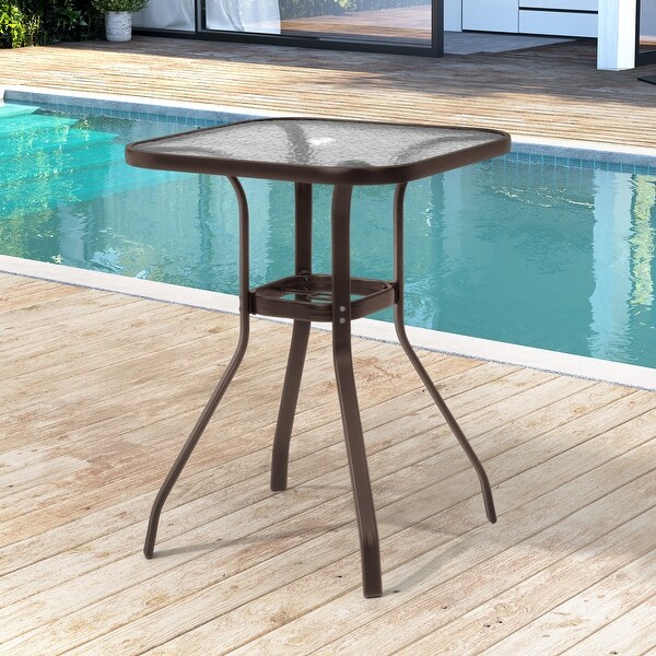 VredHom Outdoor Patio Dining Bistro Table with Umbrella Hole