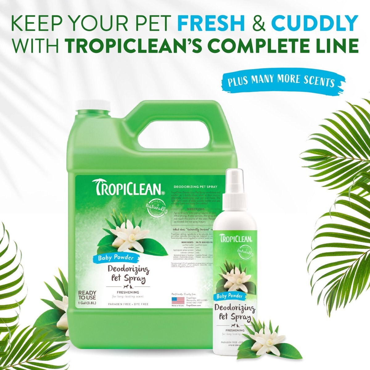 TropiClean Baby Powder Deodorizing Dog and Cat Spray