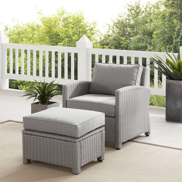 Bradenton 2pc Outdoor Wicker Arm Chair amp Ottoman Set Crosley