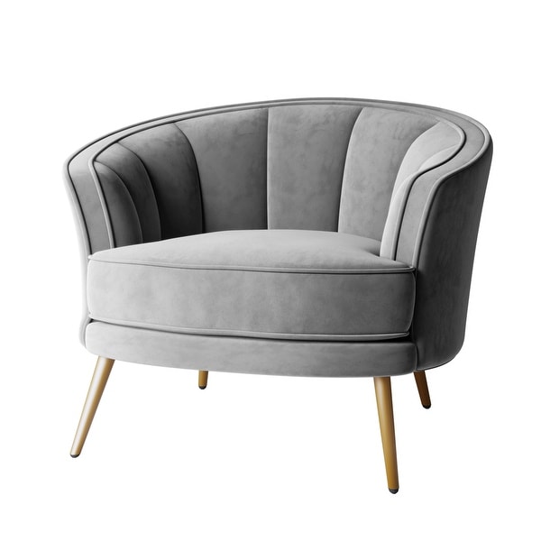 Modern Velvet Tub Barrel Leisure Accent Chair with Steel Legs