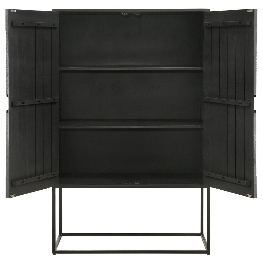 Coaster Furniture Jenna 2 door Bar Cabinet Black   39.50'' x 18.00'' x 63.00''