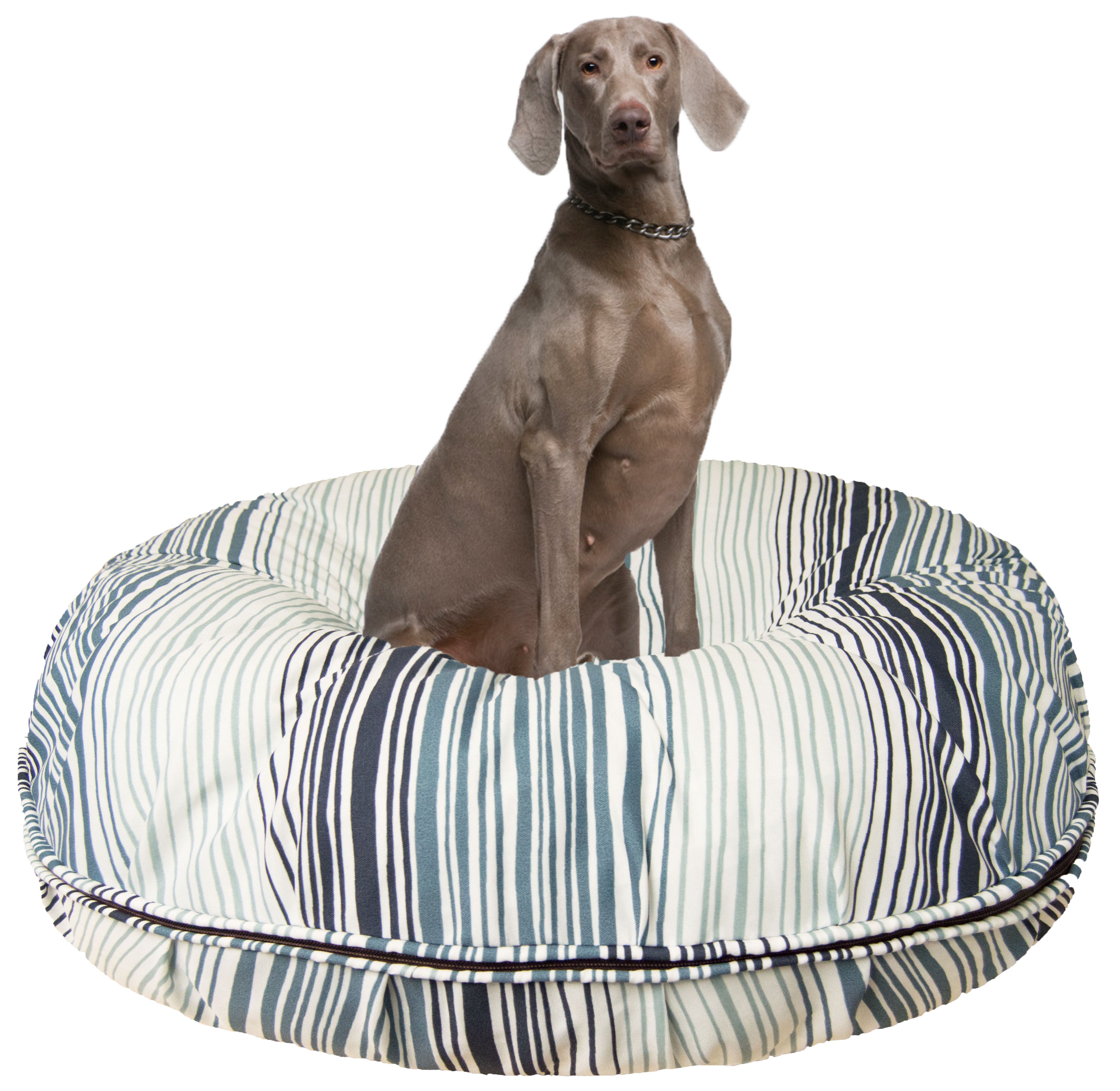 Bessie and Barnie Water Resistant Beach House Indoor/Outdoor Durable Bagel Pet/Dog Bed with Removable Cover