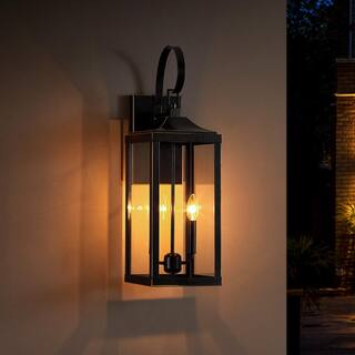 TRUE FINE 25.7 in. 2-Light Bronze Non Solar Large Outdoor Wall Lantern Sconce Light 21516OT