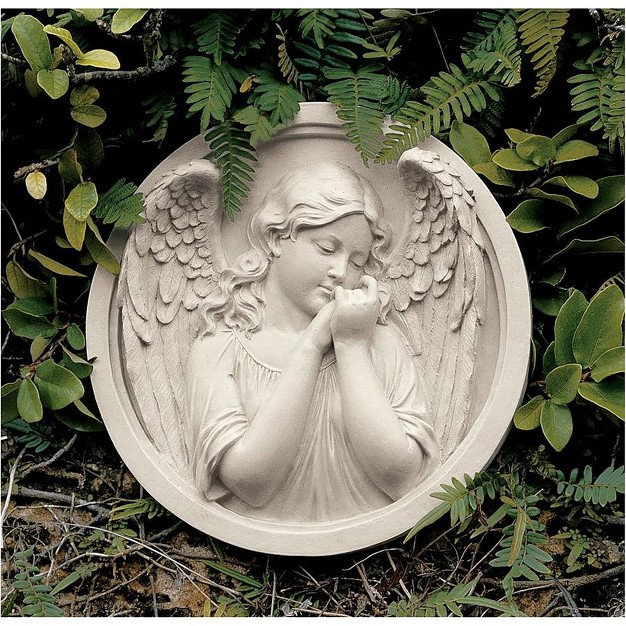 Design Toscano Thoughts Of An Angel Sculptural Wall Roundel Off white