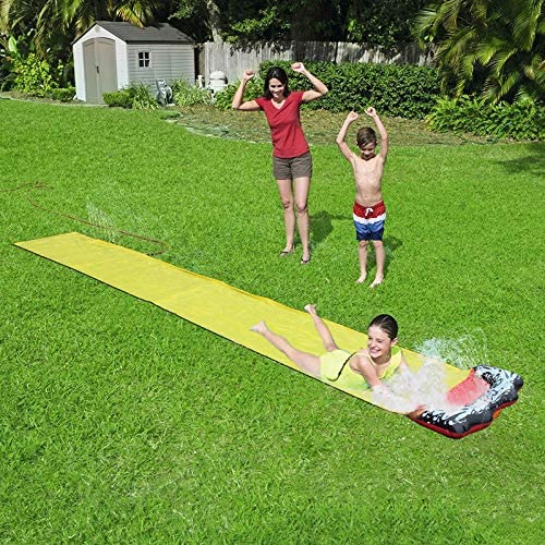 Slip and Slides for Kids Backyard， Children Summer Garden Lawn Water Slide Games Outdoor Water Toys with Splash Sprinkler-Yellow