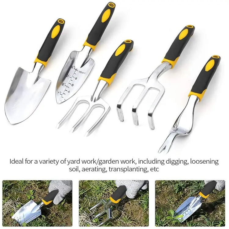 Garden Tool Set  Stainless Steel Heavy Duty Gardening Kit with Soft Rubberized Non Slip Ergonomic Handle