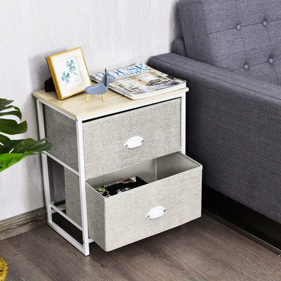 Costway 76124850 Metal Frame Nightstand Side Table...