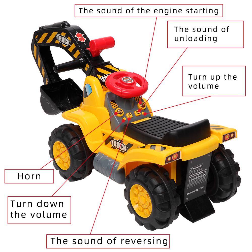 Winado Kids Ride On Excavator Outdoor Digger Truck Toy 849333561792